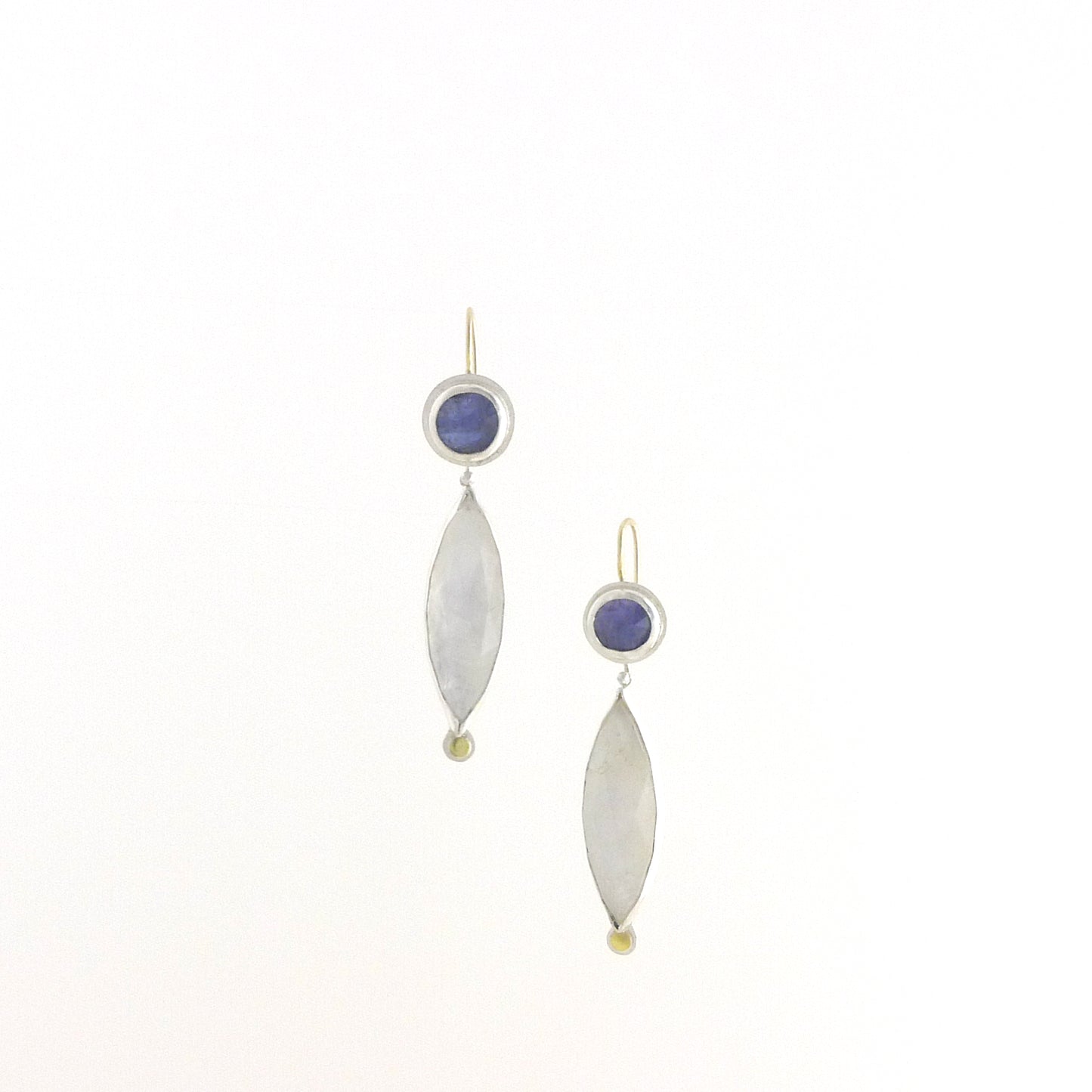 Faceted Tanzanite and Rainbow Moonstone Earrings