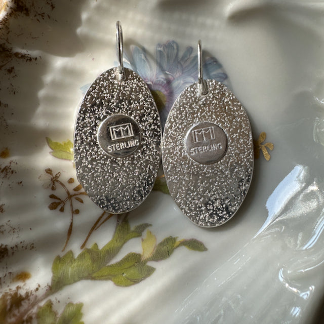 Oval Mother of Pearl and Sterling Silver Earrings