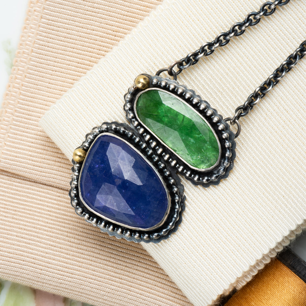 Faceted Tsavorite & Tanzanite Pendant