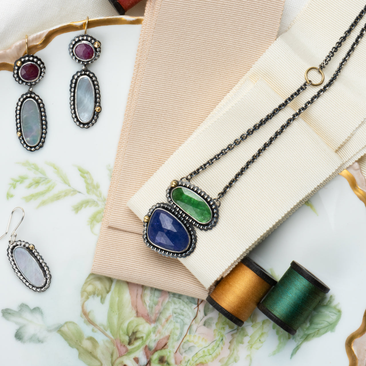 Faceted Tsavorite & Tanzanite Pendant
