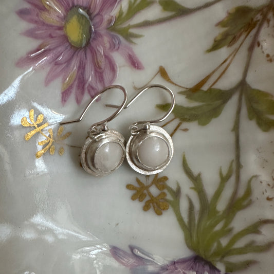 Tiny Round Mother of Pearl and Sterling Silver Earrings