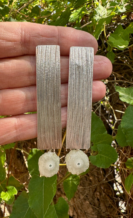 Sterling Silver and Stalactite Slice Earrings