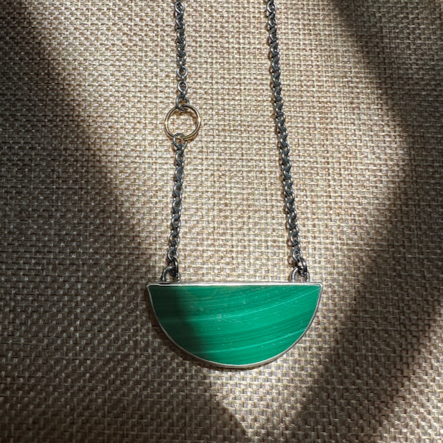 Half Moon Malachite Slab Necklace