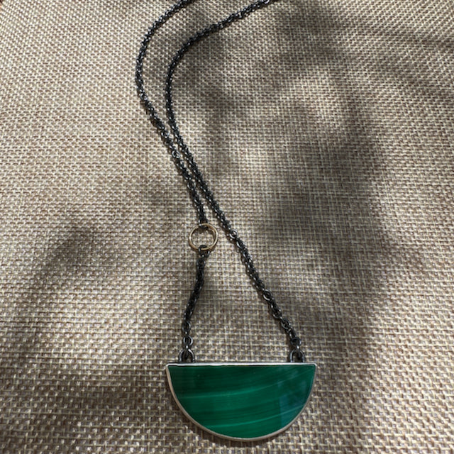 Half Moon Malachite Slab Necklace