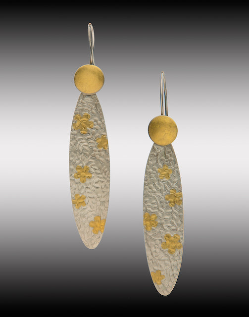 Fine Silver & 24 Karat Gold Flowers on Flowers Earrings