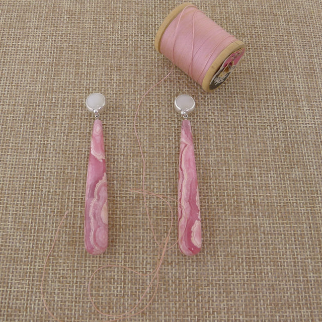 Moonstone with Rhodochrosite Dangle Earrings