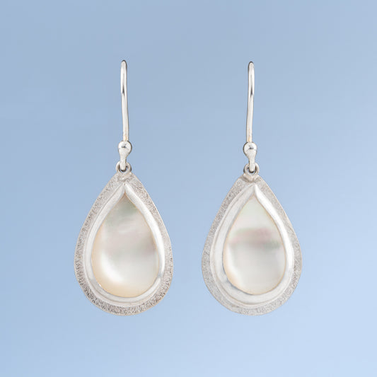 Mother of Pearl and Sterling Silver Teardrop Earrings