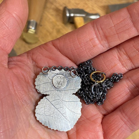 Faceted Tsavorite & Tanzanite Pendant Set in Silver with 18 Karat Gold Beads