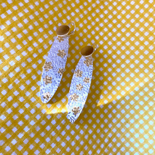 Fine Silver & 24 Karat Gold Flowers on Flowers Earrings