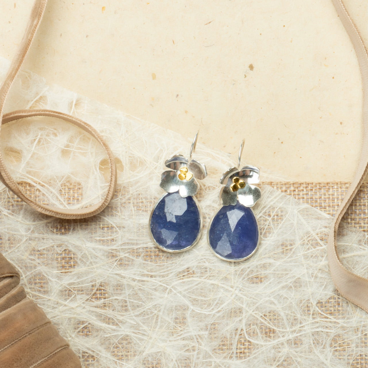 Tanzanite Flower Earrings