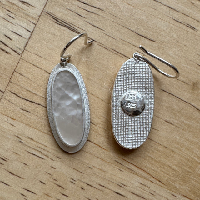 Oval Mother of Pearl and Sterling Silver Earrings