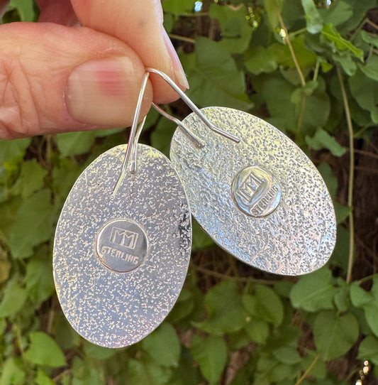Oval Mother of Pearl and Sterling Silver Earrings