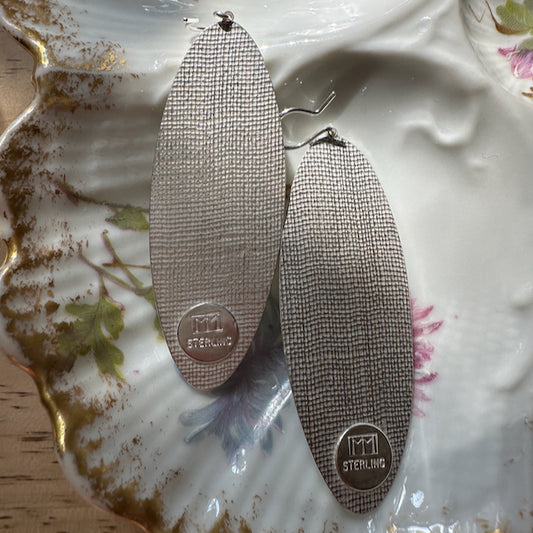 Marquise Shaped Mother of Pearl and Sterling Silver Earrings
