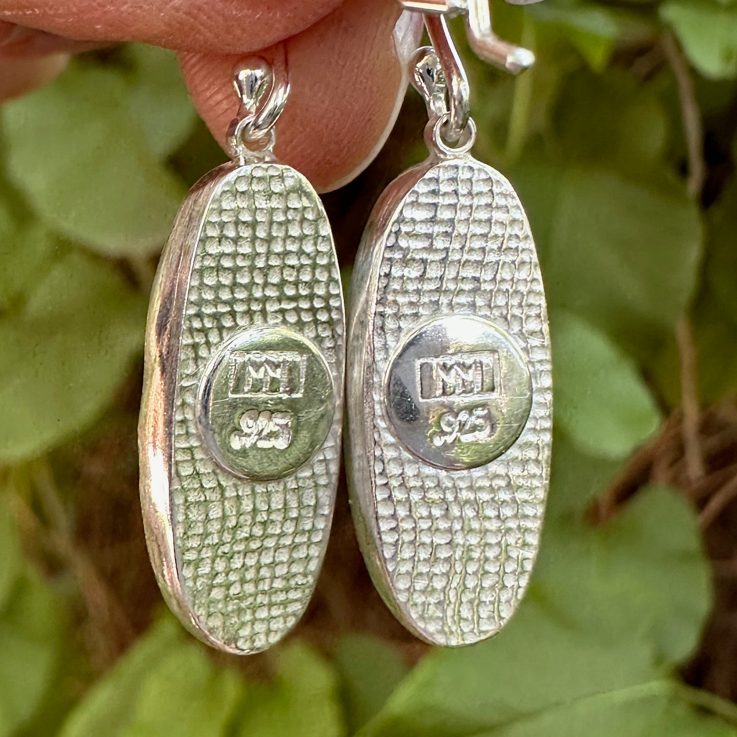 Oval Mother of Pearl and Sterling Silver Earrings