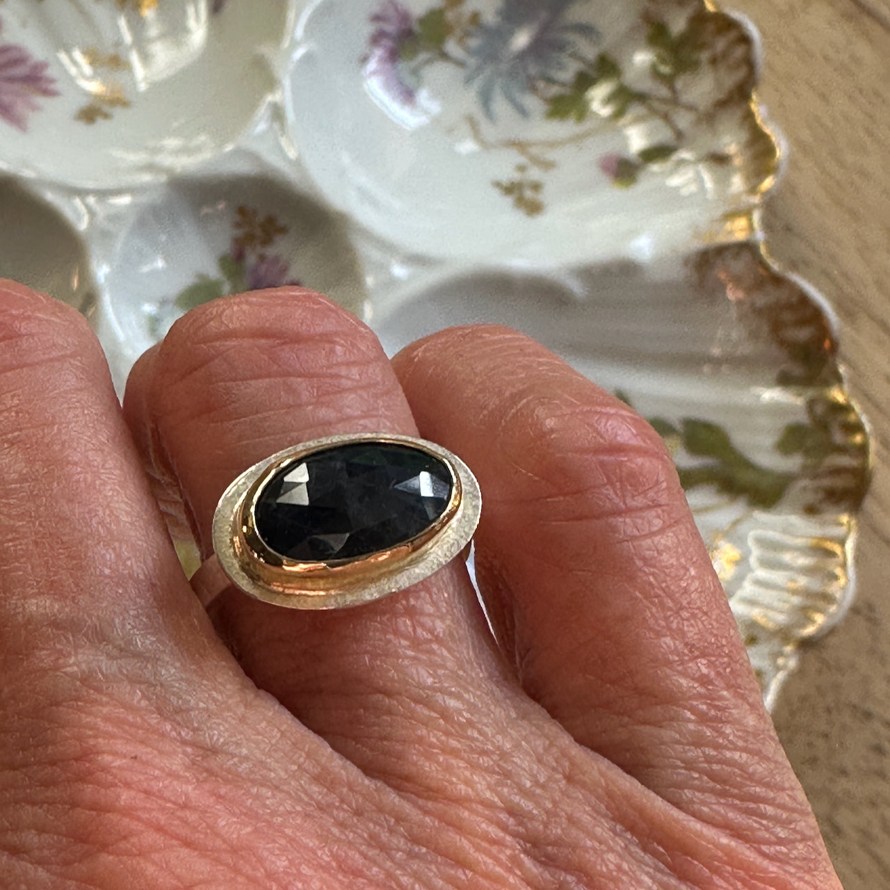 Rose Cut Blue Sapphire Ring