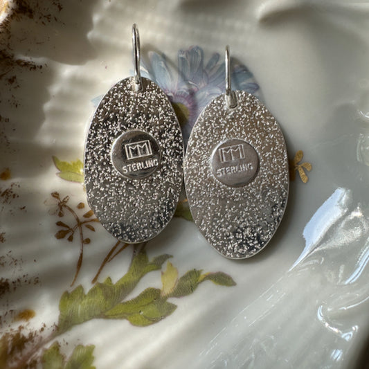 Oval Mother of Pearl and Sterling Silver Earrings