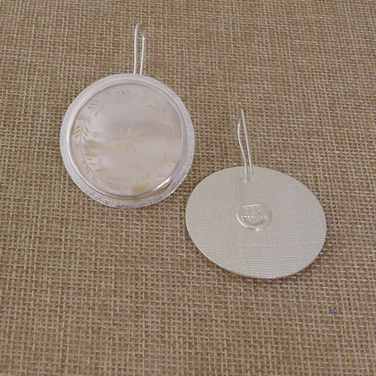 Round Mother of Pearl and Sterling Silver Earrings