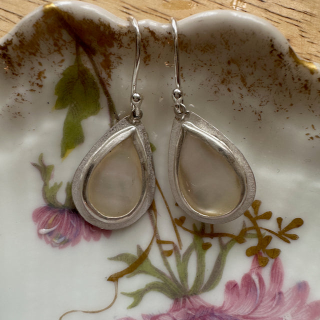 Mother of Pearl and Sterling Silver Teardrop Earrings
