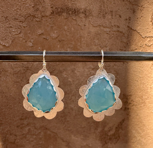 Rosecut Blue Chalcedony Earrings