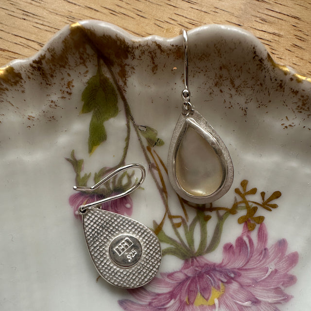 Mother of Pearl and Sterling Silver Teardrop Earrings