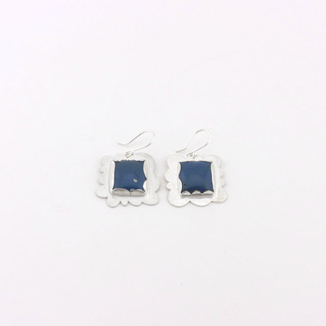 Square Blue Cloud Earrings