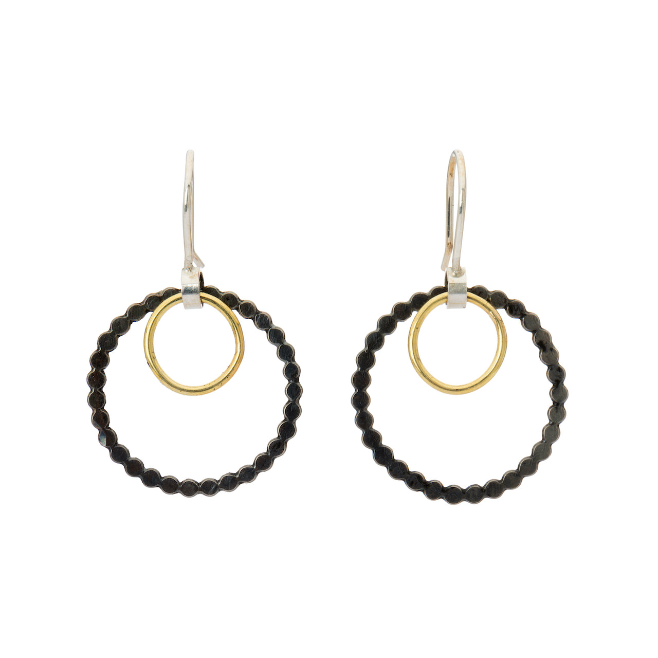 Oxidized Silver and 18ky Gold Hoop Earrings with Earwires