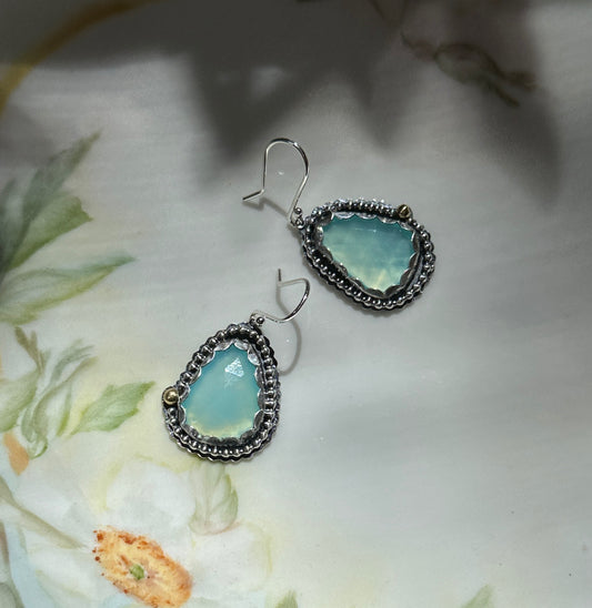 Rosecut Blue Chalcedony Earrings