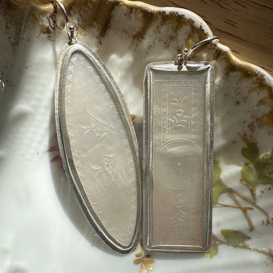 Asymmetrical Mother of Pearl Earrings