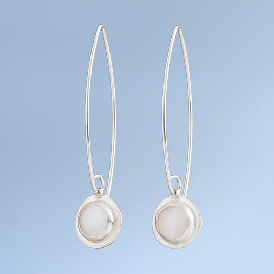 Tiny Round Mother of Pearl and Sterling Silver Earrings