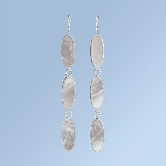 Triple Oval Mother of Pearl Earrings