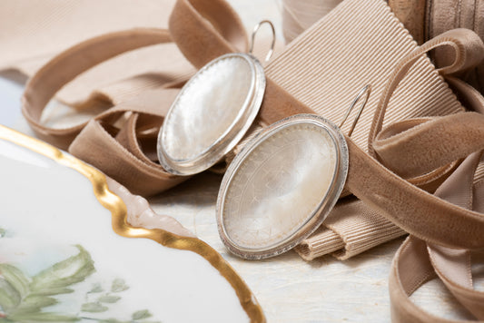 Oval Mother of Pearl and Sterling Silver Earrings