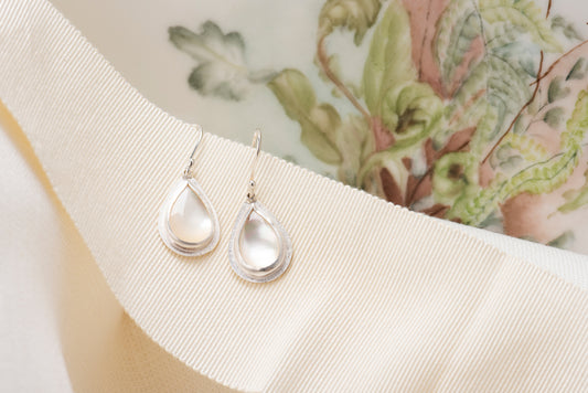 Mother of Pearl and Sterling Silver Teardrop Earrings