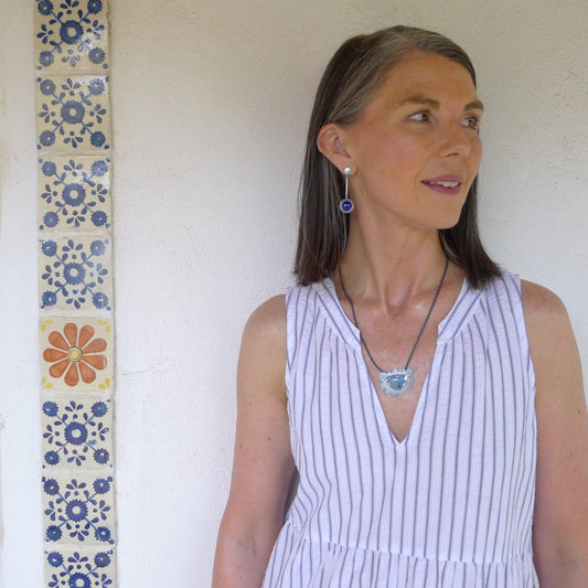 Lapis Lazuli Circle Drop Earrings - RADICAL KINDNESS