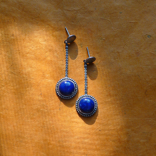 Lapis Lazuli Circle Drop Earrings - RADICAL KINDNESS
