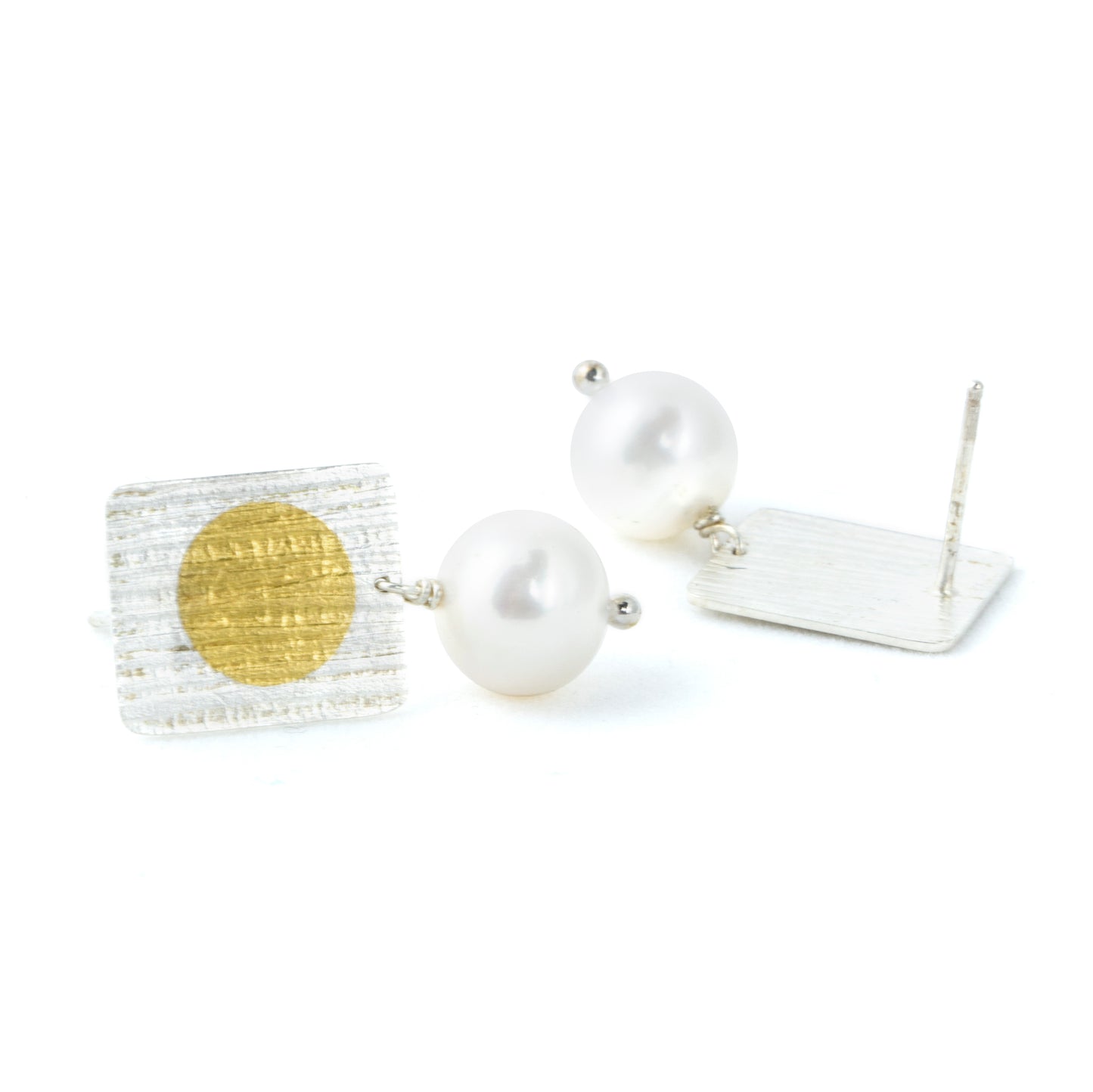 Gold Dot with Pearl Earrings